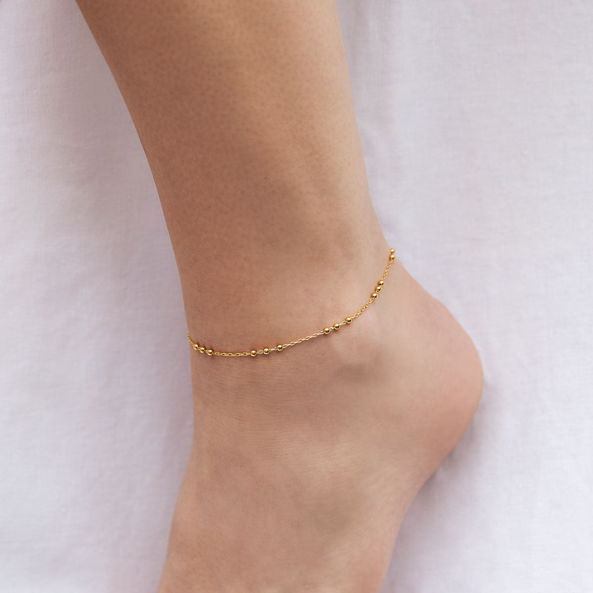 Beaded Chain Anklet Gold