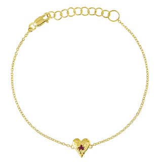 Love Heart Garnet Bracelet Gold