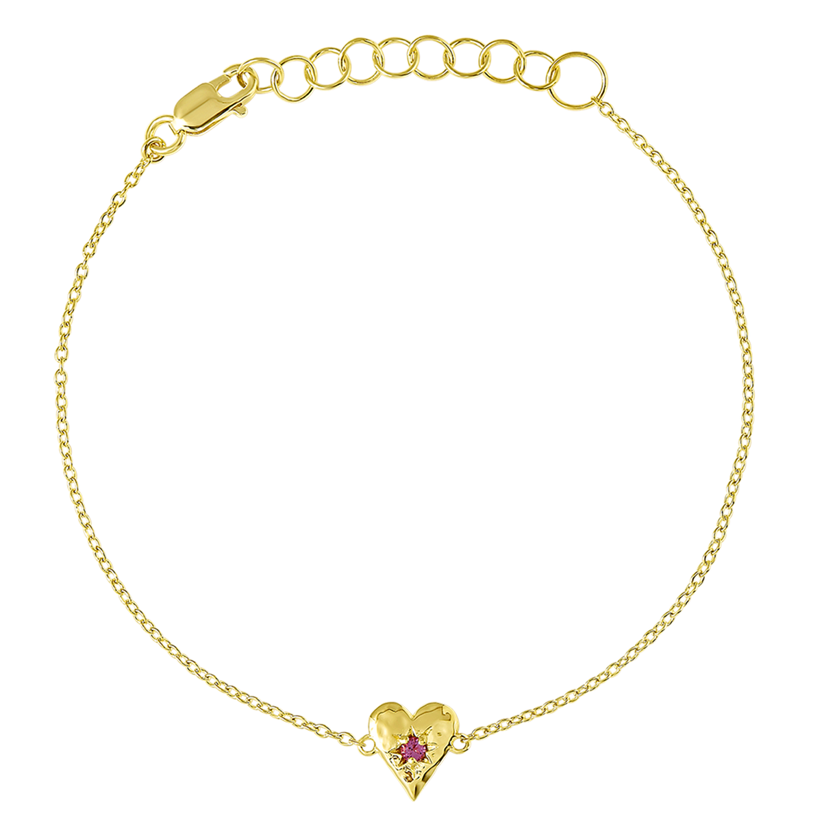 Love Heart Pink Tourmaline Bracelet Gold