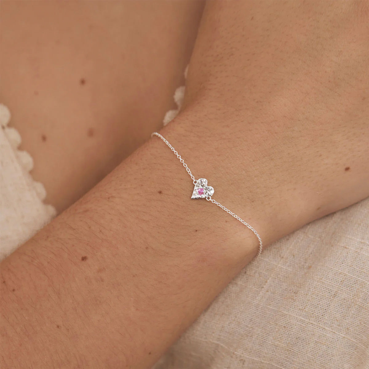 Love Heart Pink Tourmaline Bracelet