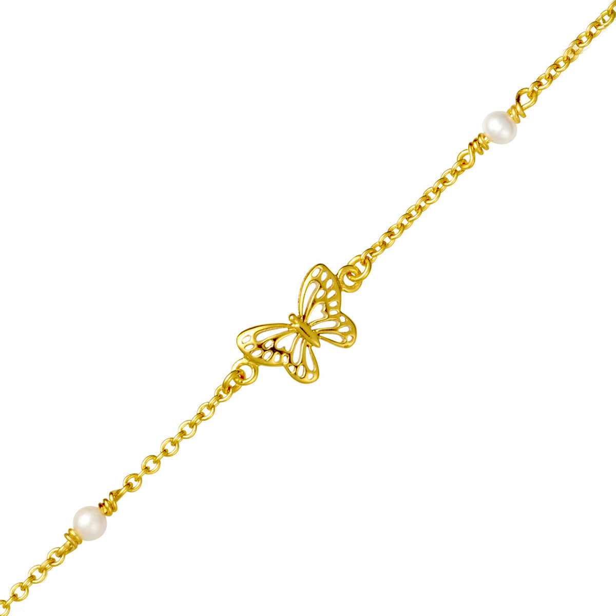 Butterfly Pearl Bracelet Gold