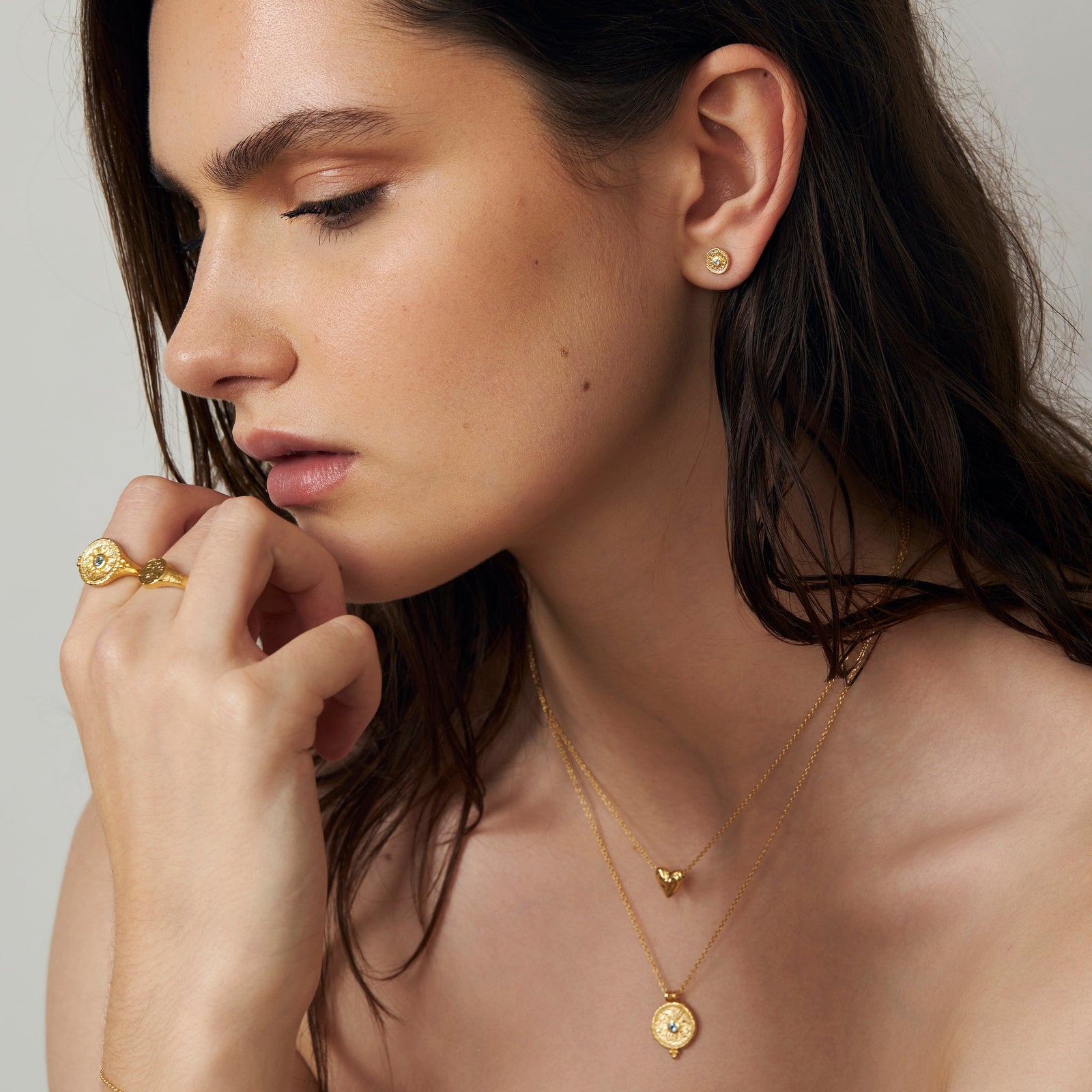 Helios Blue Topaz Studs Gold