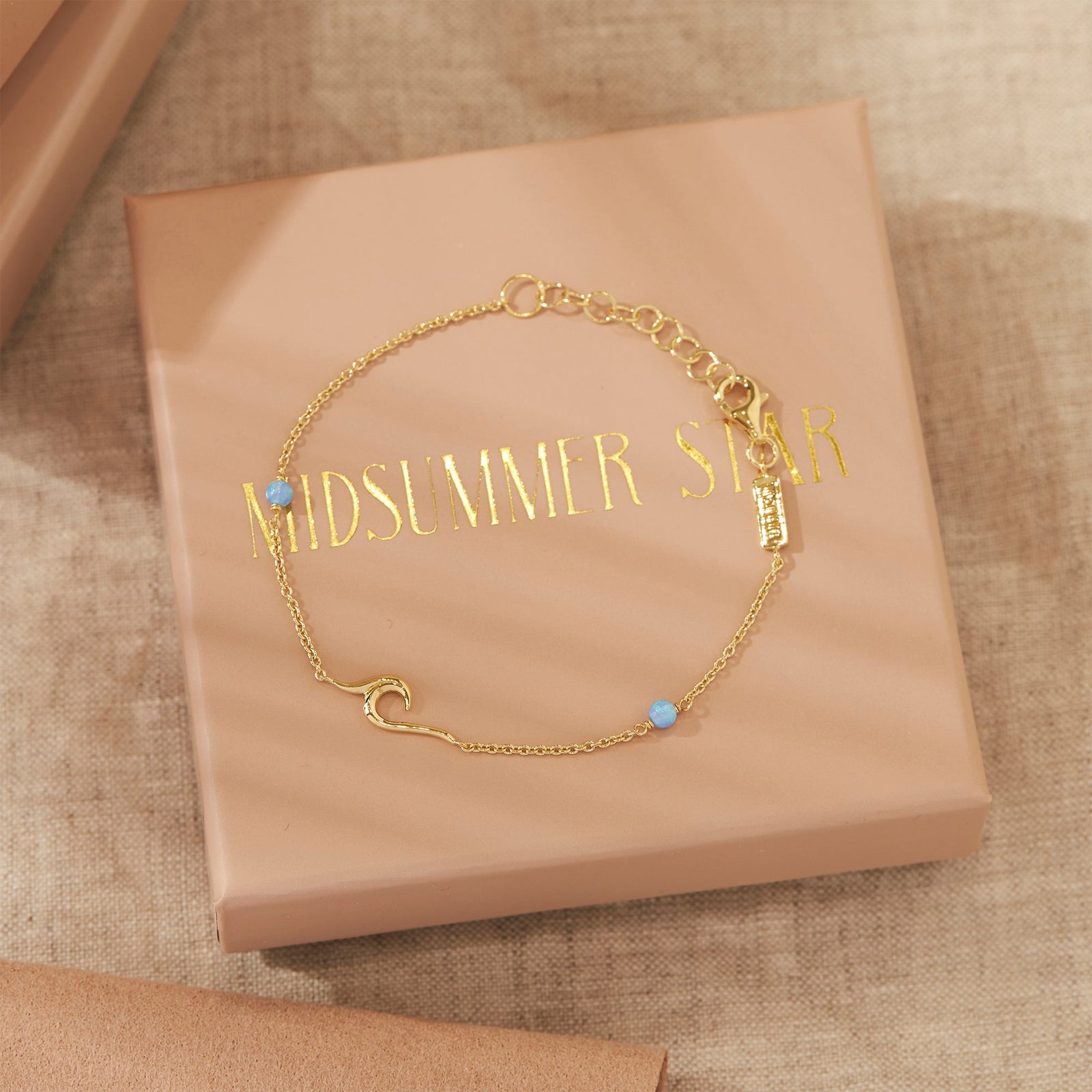 Surf Wave Azure Opal Bracelet Gold