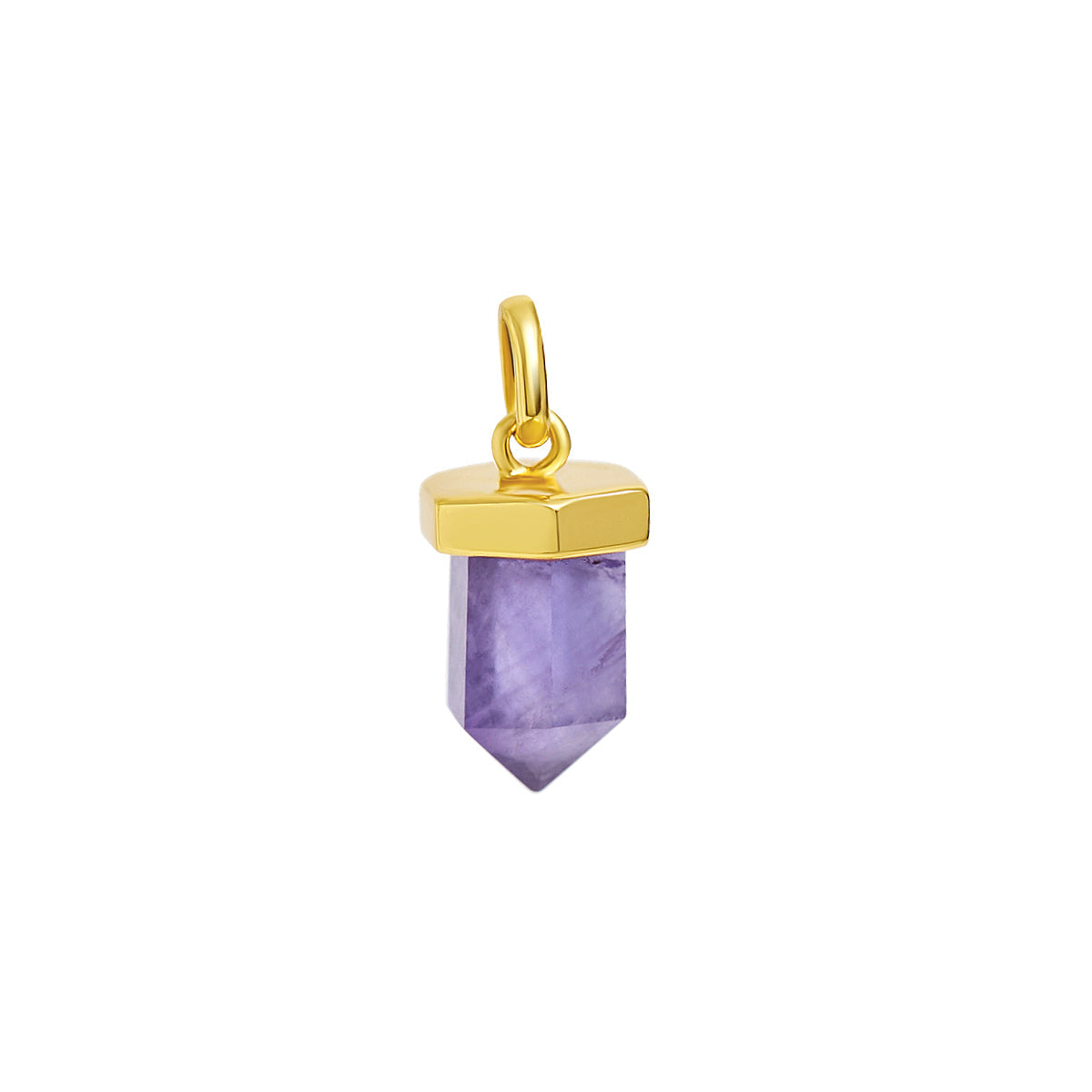 Dainty Drop Amethyst Crystal Gold Charm