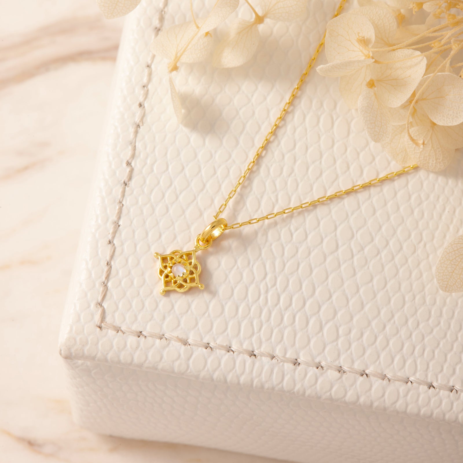 Elemental Moonstone Gold Neck Charm