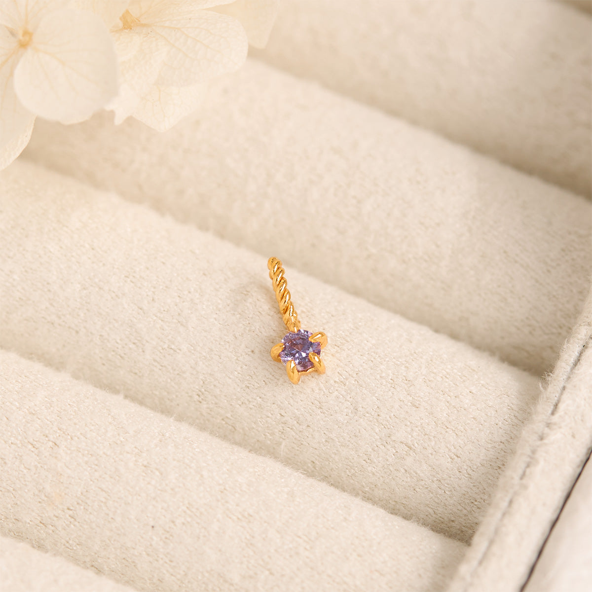 Amethyst Birthstone Gold Neck Charm