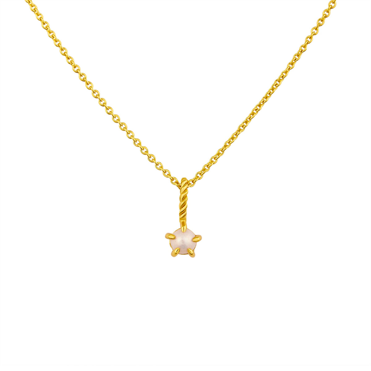 Pearl Birthstone Gold Neck Charm