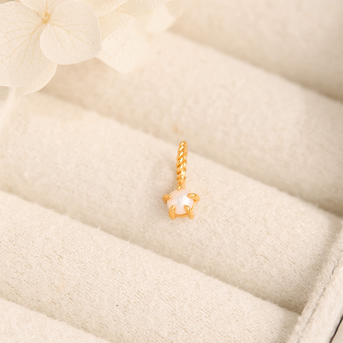 Pearl Birthstone Gold Neck Charm