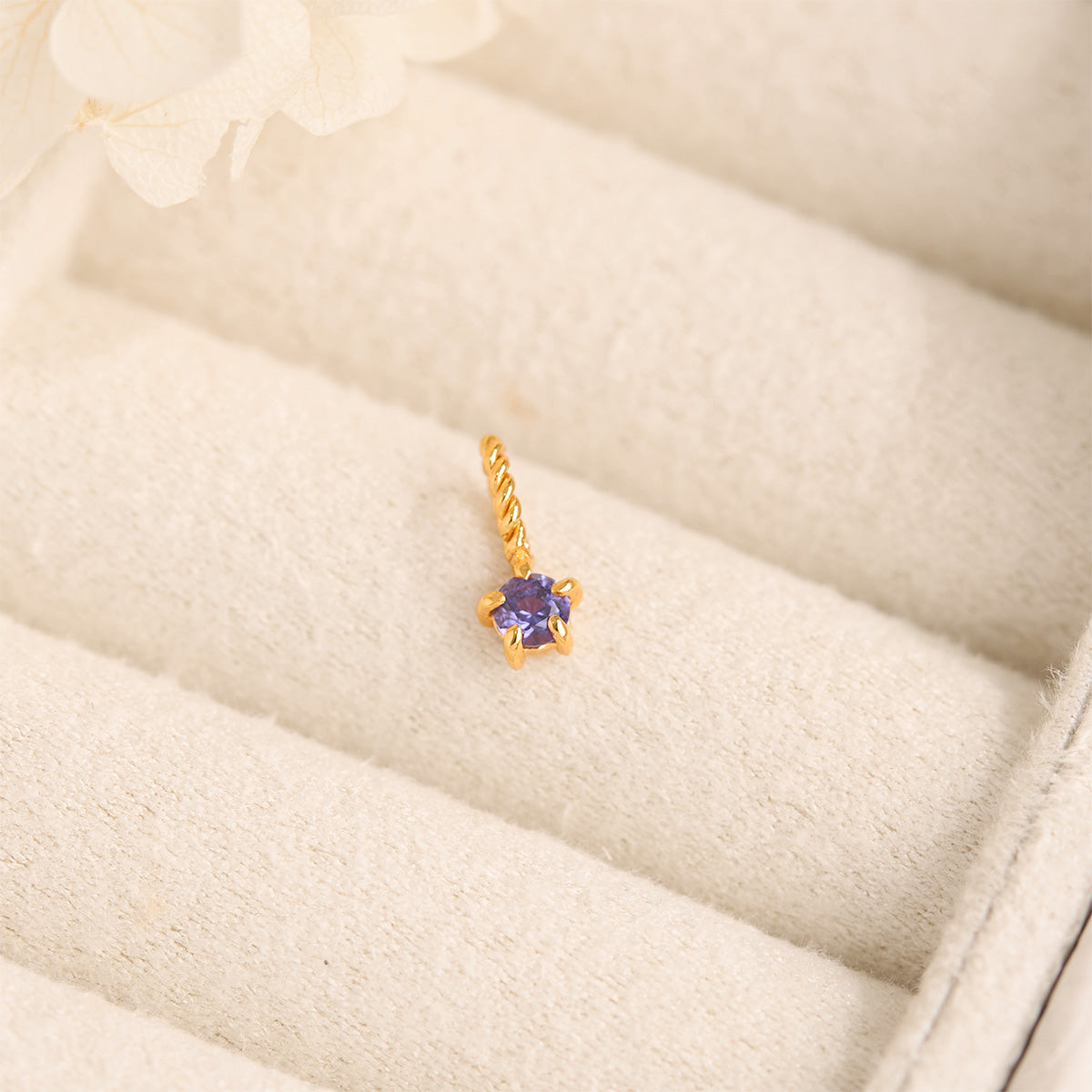 Tanzanite Birthstone Gold Neck Charm