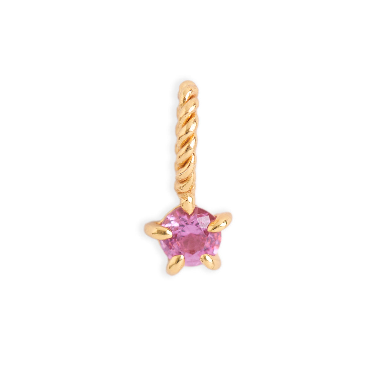 Pink Tourmaline Birthstone Gold Neck Charm