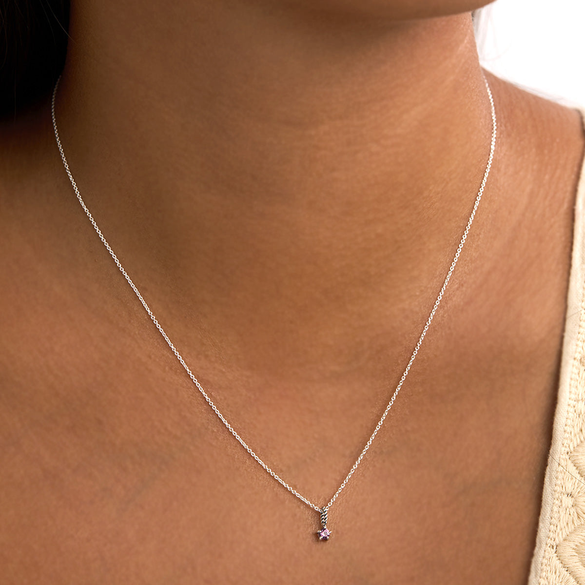 Pink Tourmaline Birthstone Neck Charm