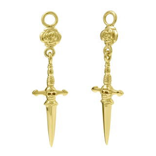 Rose & Dagger Ear Charm Gold - Pair