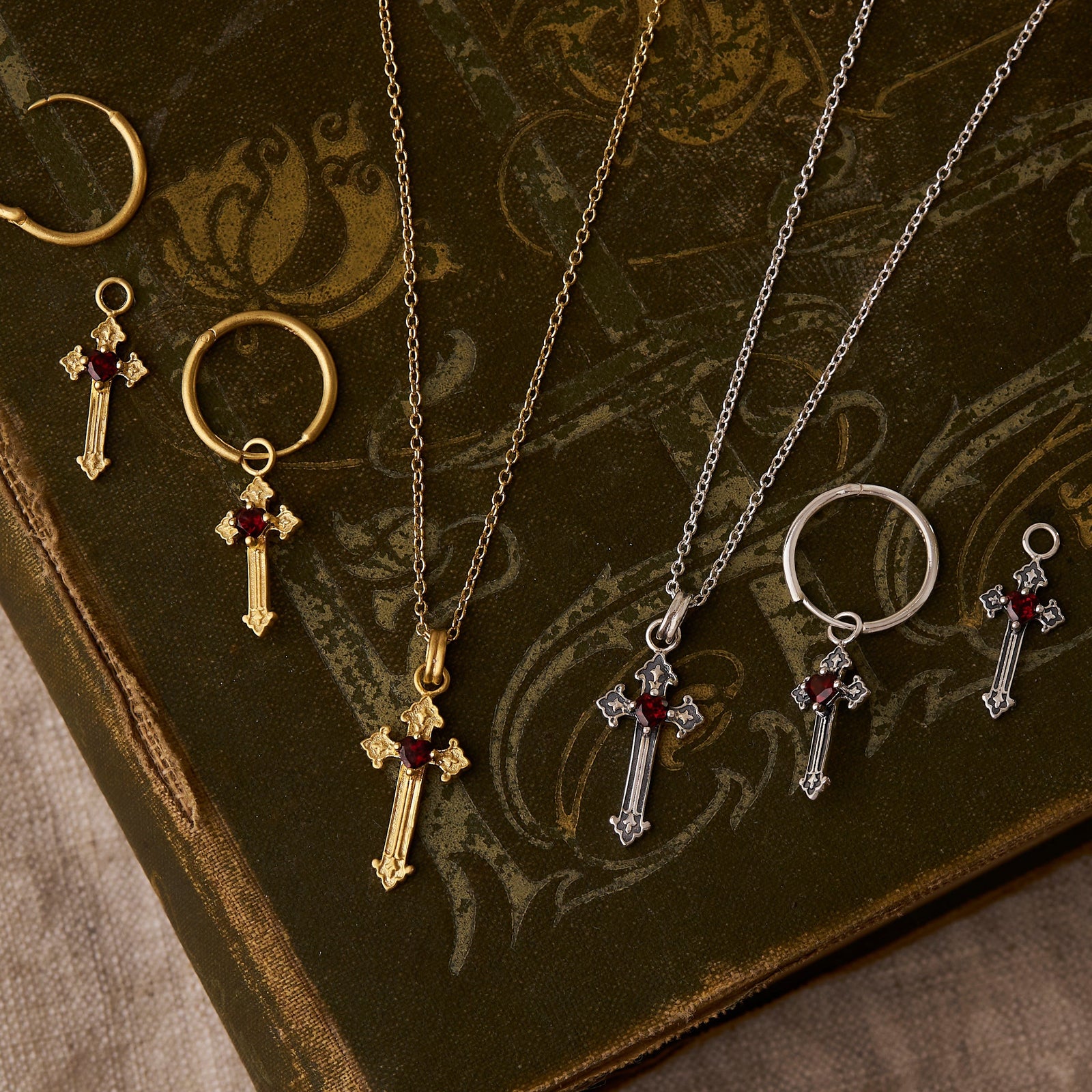 Gothic Heart Cross Gold