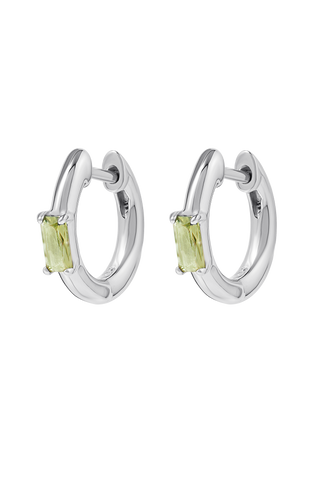 Lumen Baguette Peridot Huggies