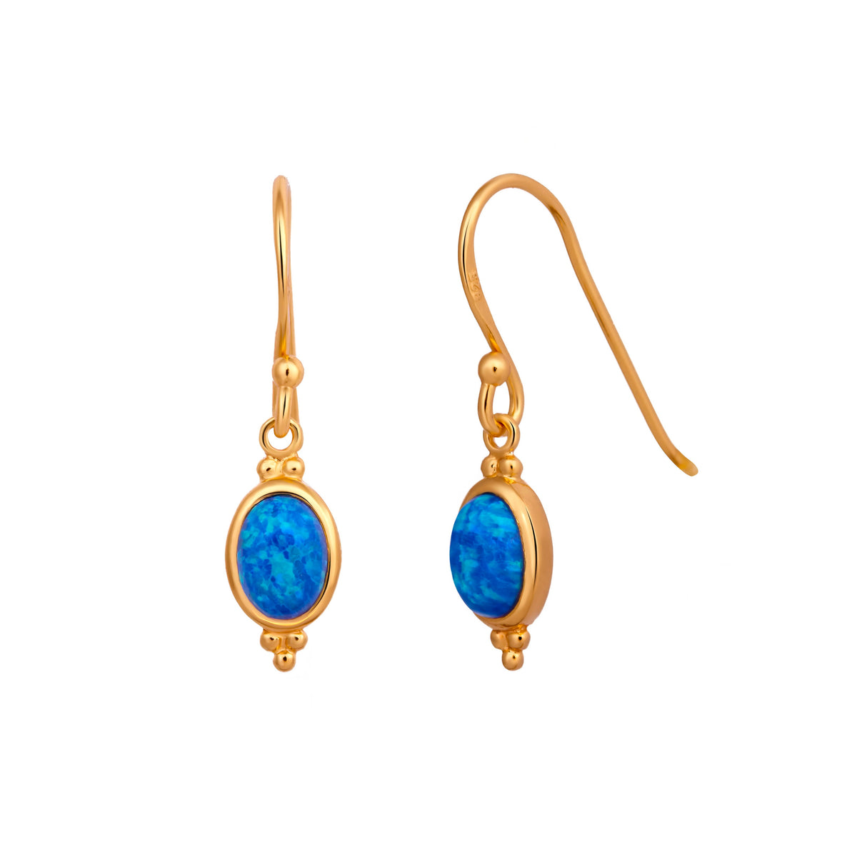 Moon Song Blue Opal Gold Earrings