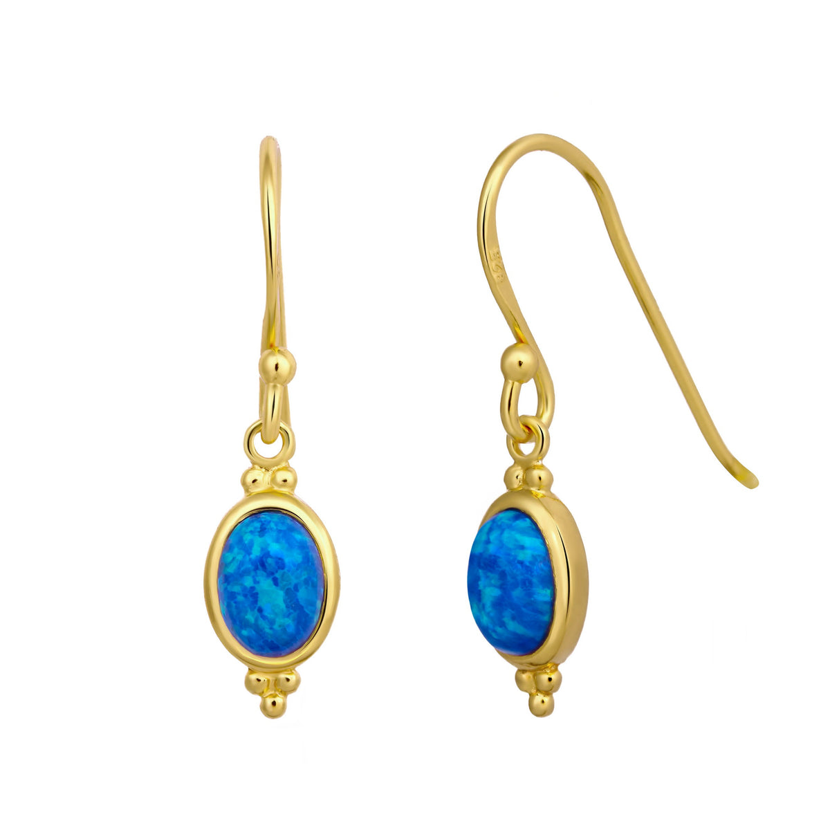 Moon Song Blue Opal Gold Earrings