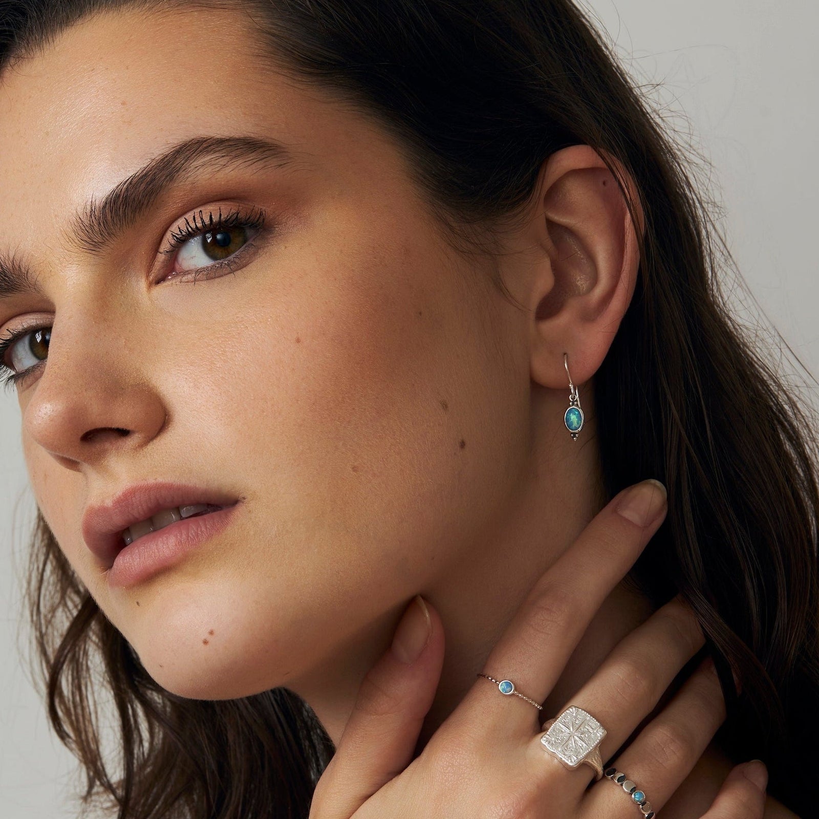 Moon Song Azure Opal Earrings