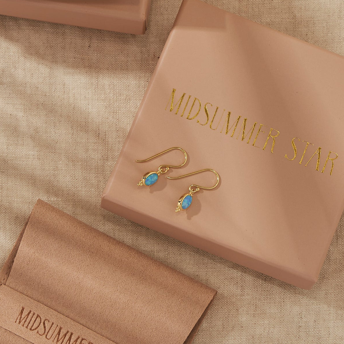 Moon Song Azure Opal Earrings Gold