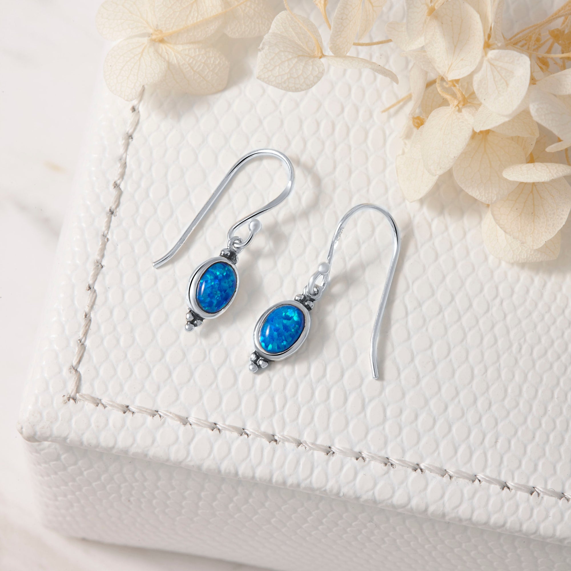 Moon Song Blue Opal Earrings