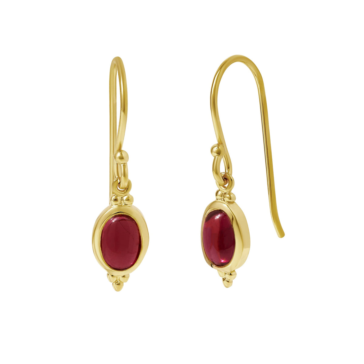 Moon Song Garnet Earrings Gold