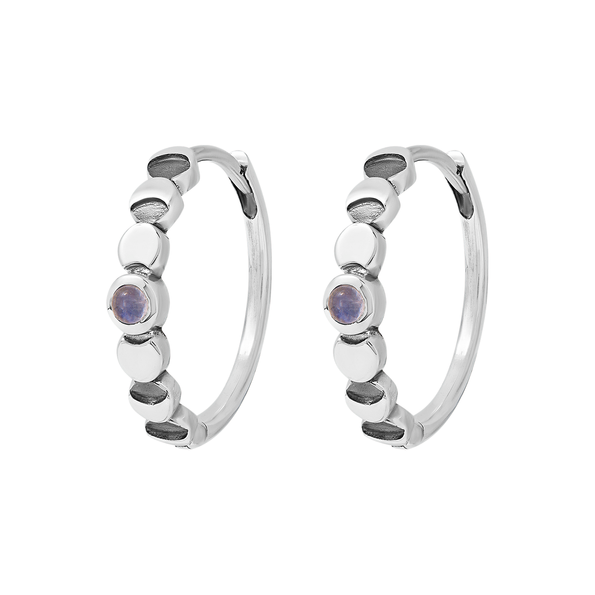 Lunar Phases Moonstone Huggies