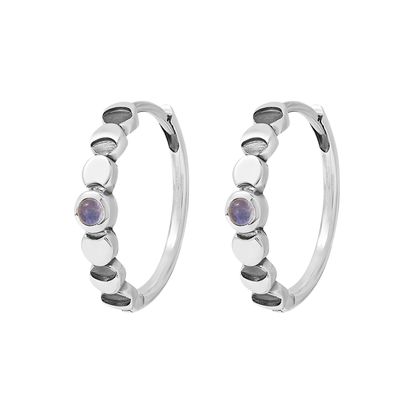 Lunar Phases Moonstone Huggies