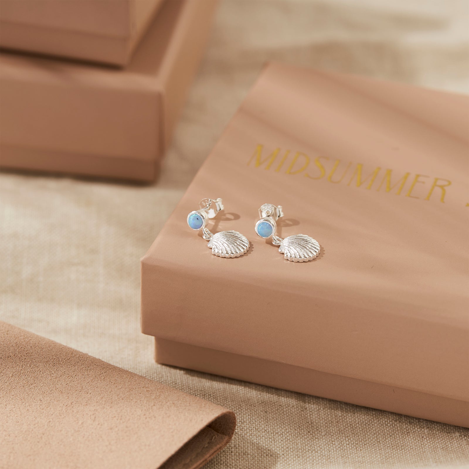 Seashell Azure Opal Studs