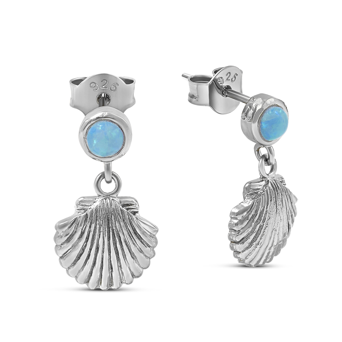 Seashell Azure Opal Studs