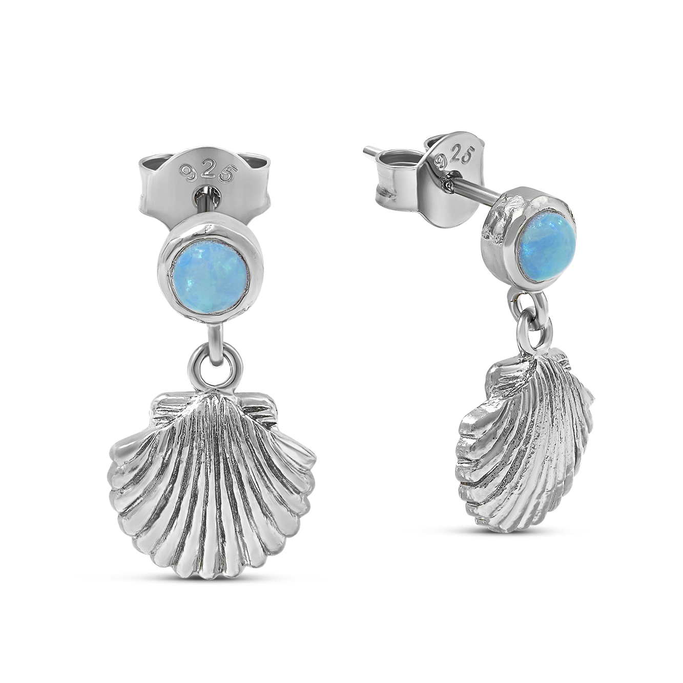 Seashell Azure Opal Studs