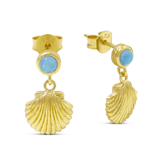 Seashell Azure Opal Studs Gold