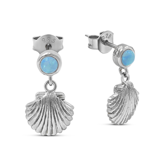 Seashell Azure Opal Studs