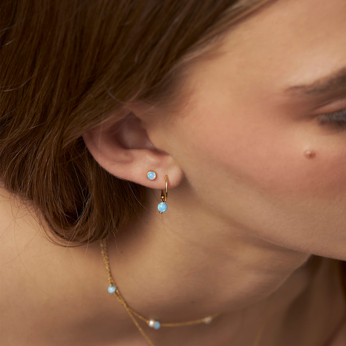 Orb Azure Opal Studs Gold