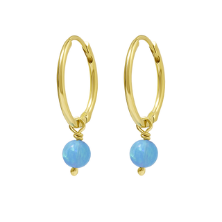 Dainty Azure Opal Huggies Gold