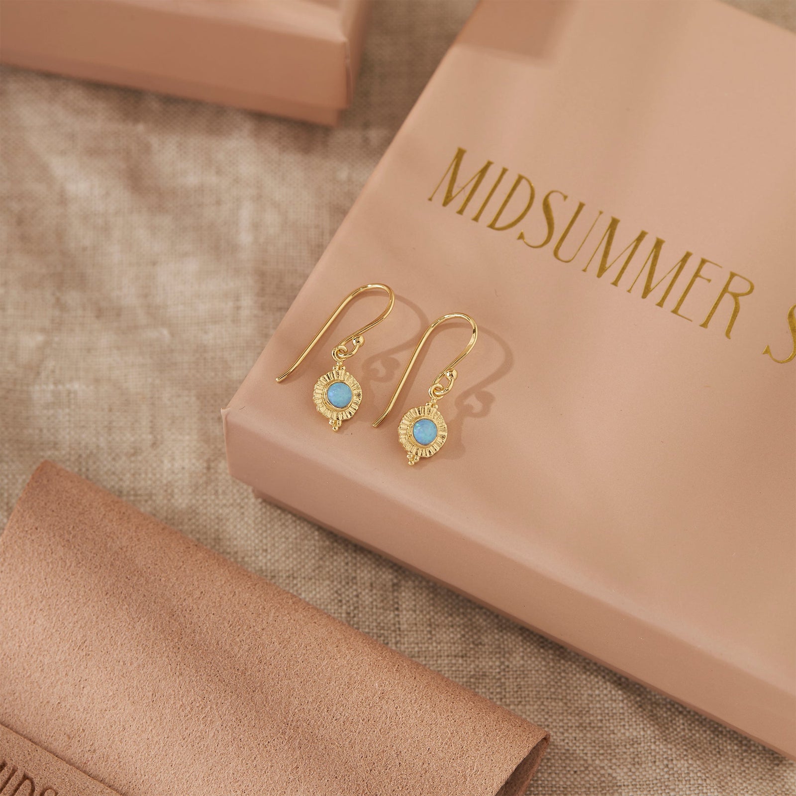 Veya Azure Opal Drop Earrings Gold