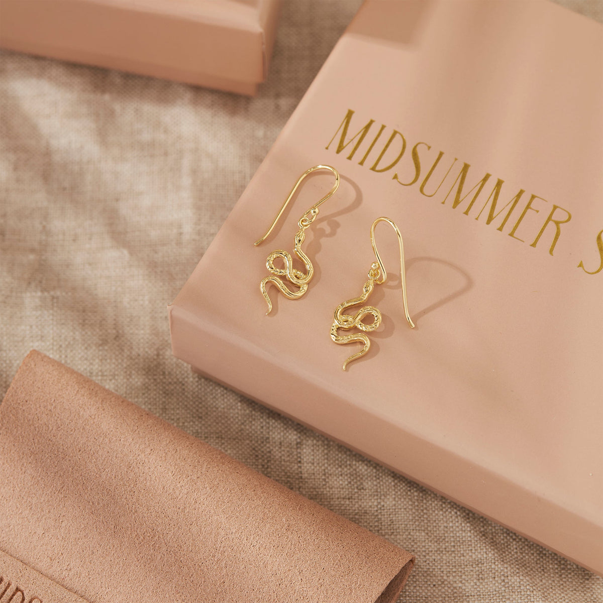 Lunara Serpent Drop Earrings Gold