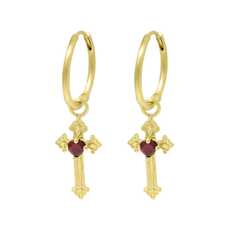Gothic Heart Cross Huggies Gold