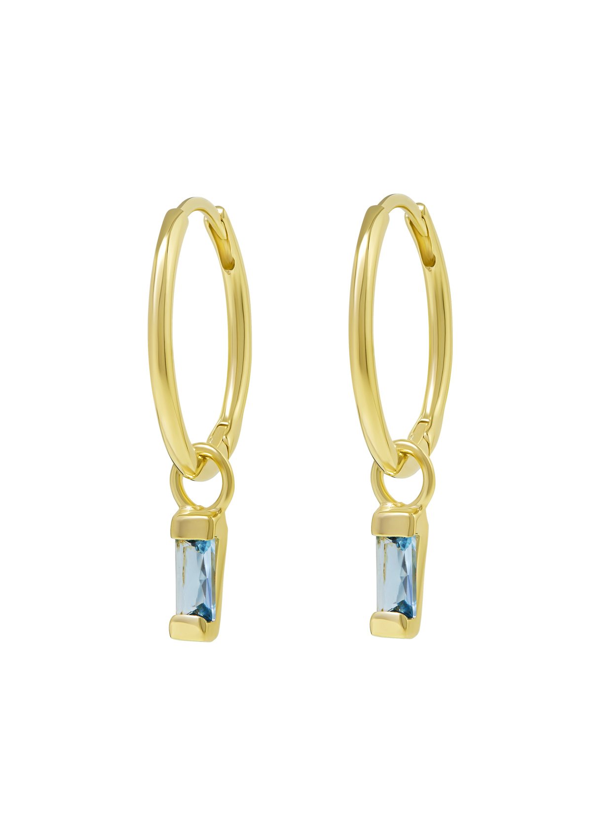 Lumen Droplet Blue Topaz Huggies Gold