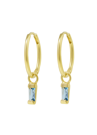 Lumen Droplet Blue Topaz Huggies Gold