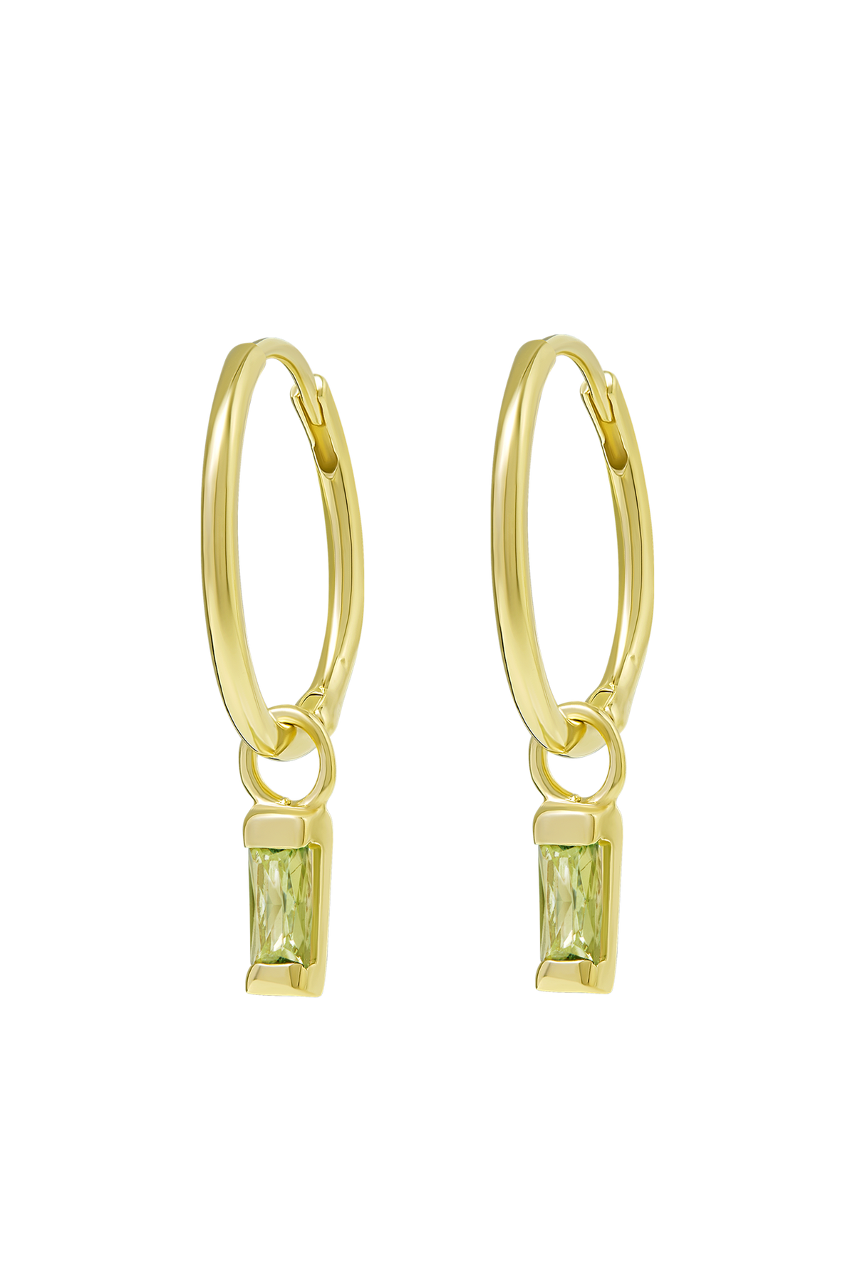 Lumen Droplet Peridot Huggies Gold