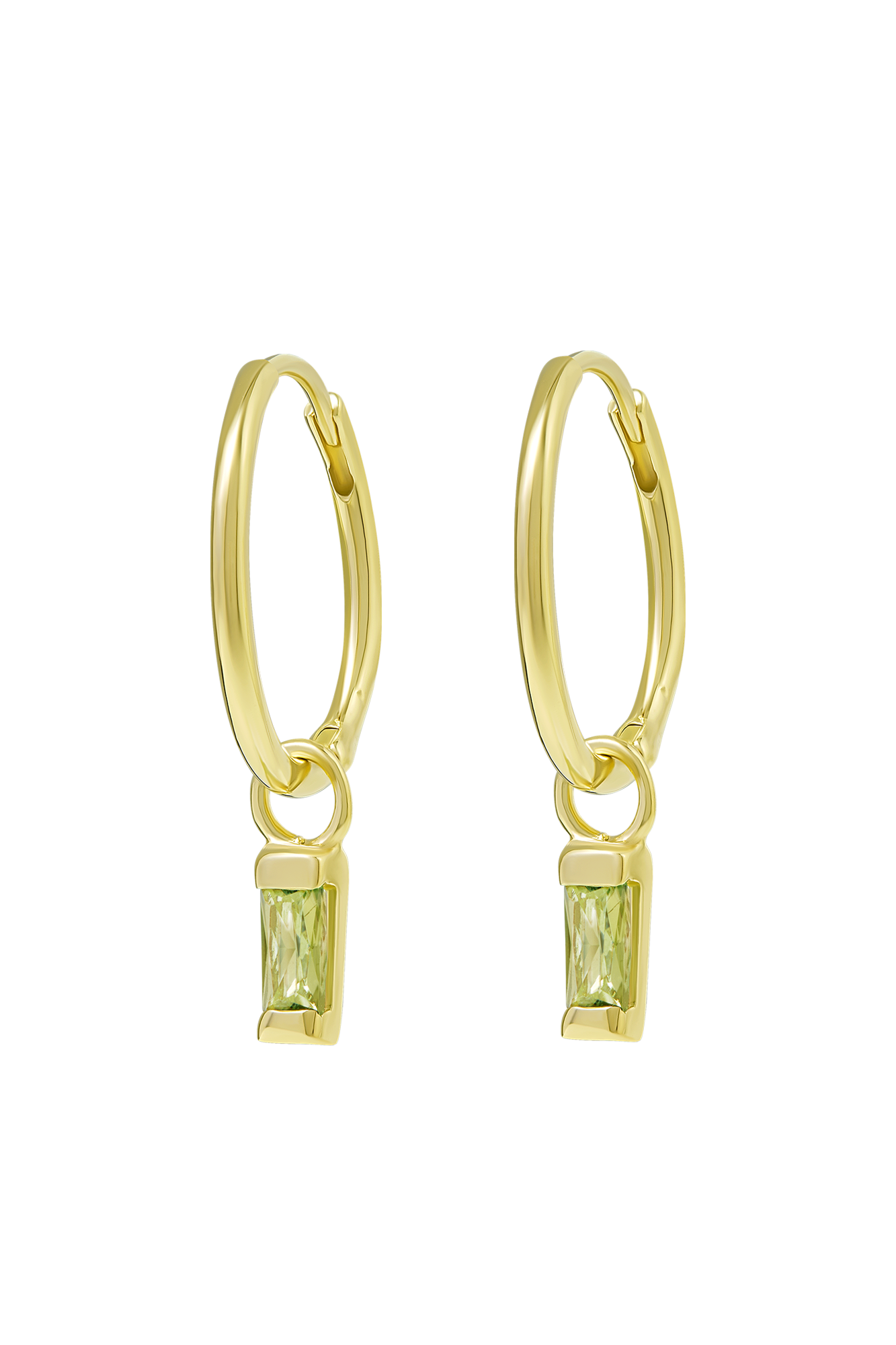 Lumen Droplet Peridot Huggies Gold