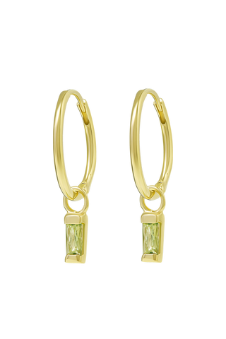 Lumen Droplet Peridot Huggies Gold