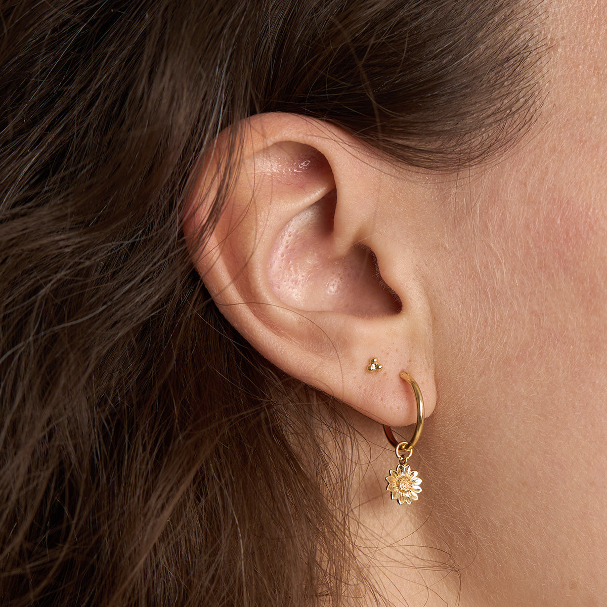 Delicate Sunflower Sleepers 14K Gold