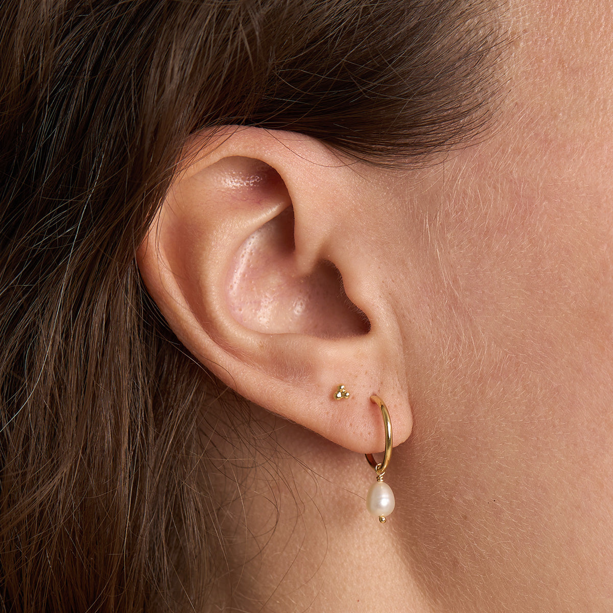 Delicate Pearl Sleepers 14K Gold