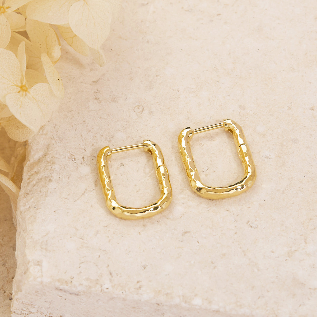 Eternity Textured Huggies 14K Gold