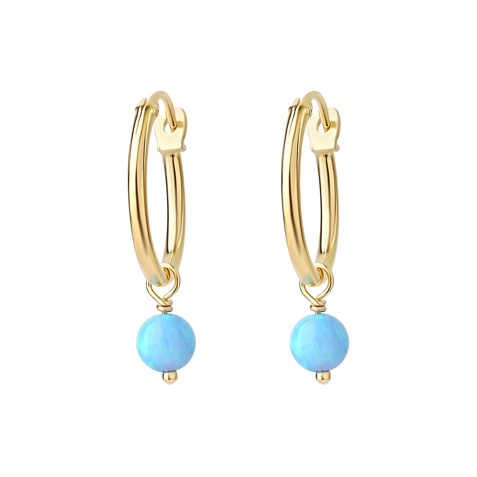 Dainty Opal Hoops Gold