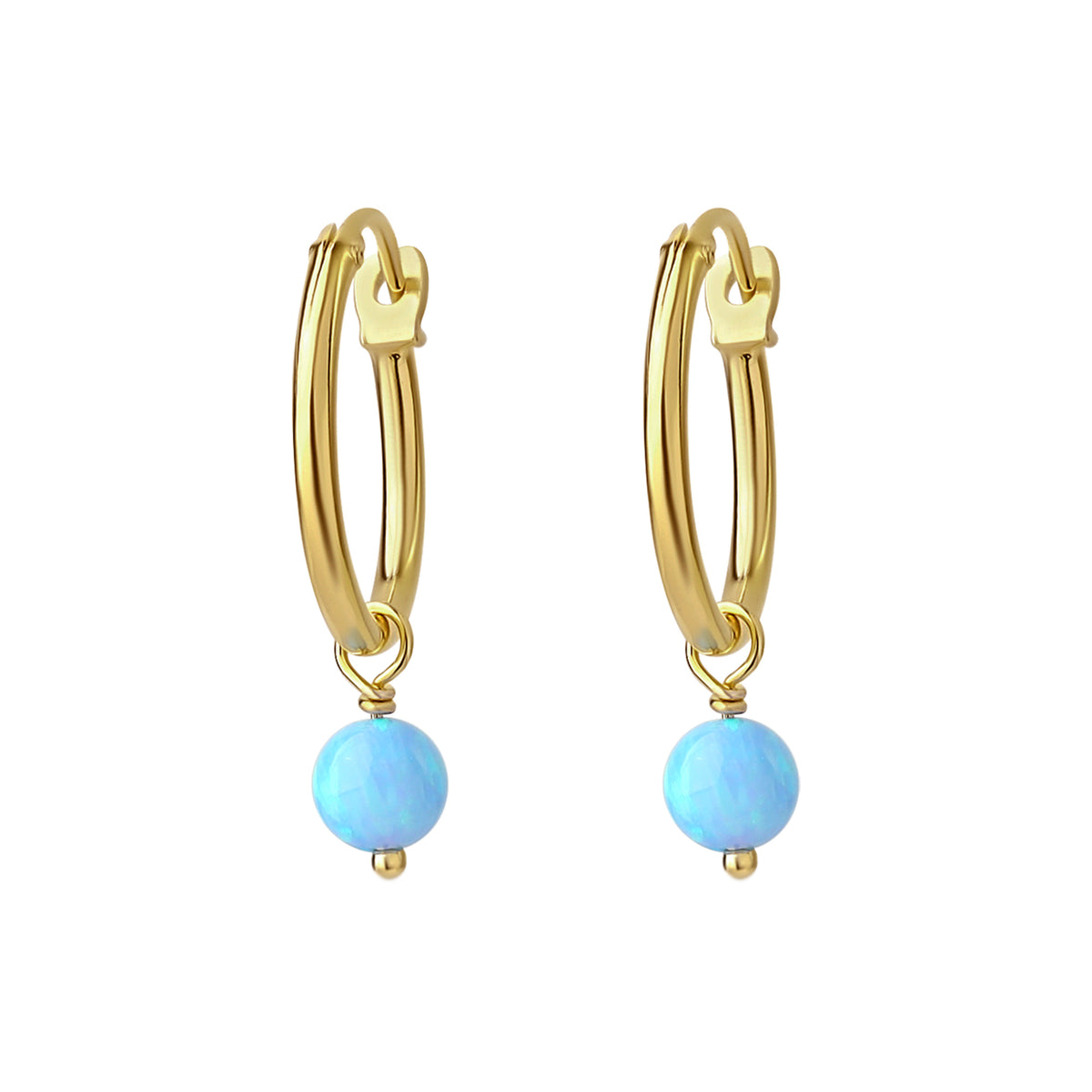 Dainty Opal Hoops Gold