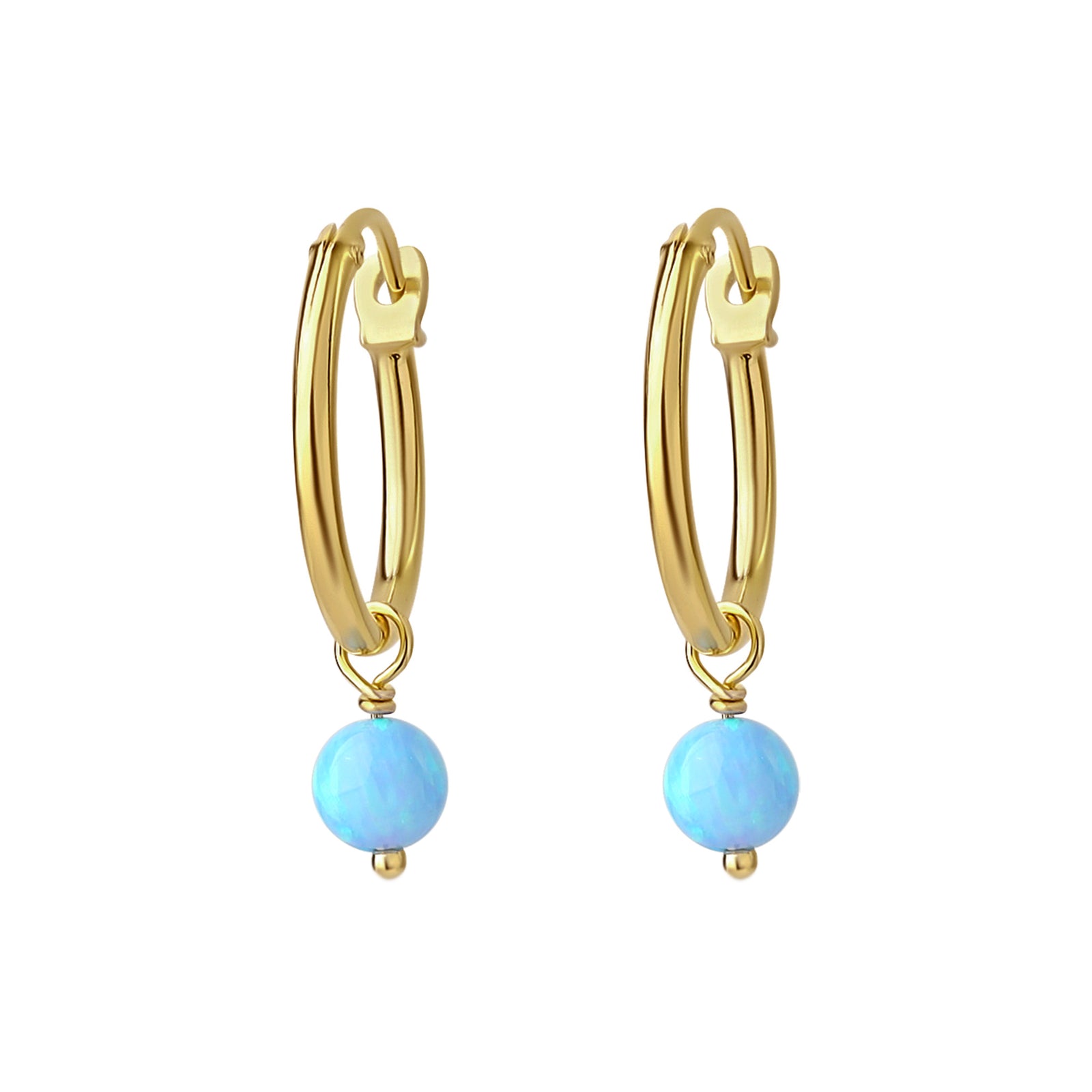Dainty Opal Hoops Gold