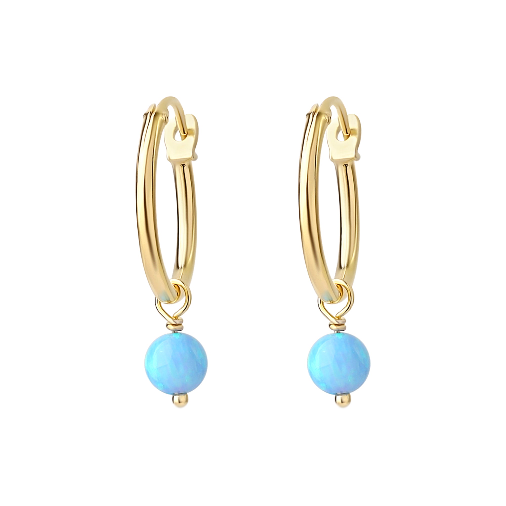 Dainty Opal Hoops Gold