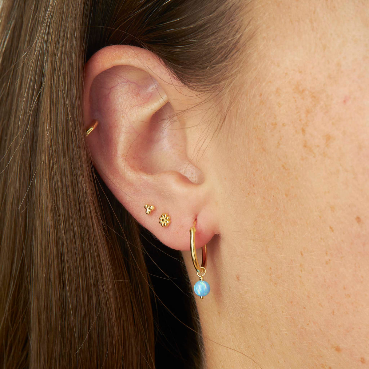 Dainty Opal Hoops Gold