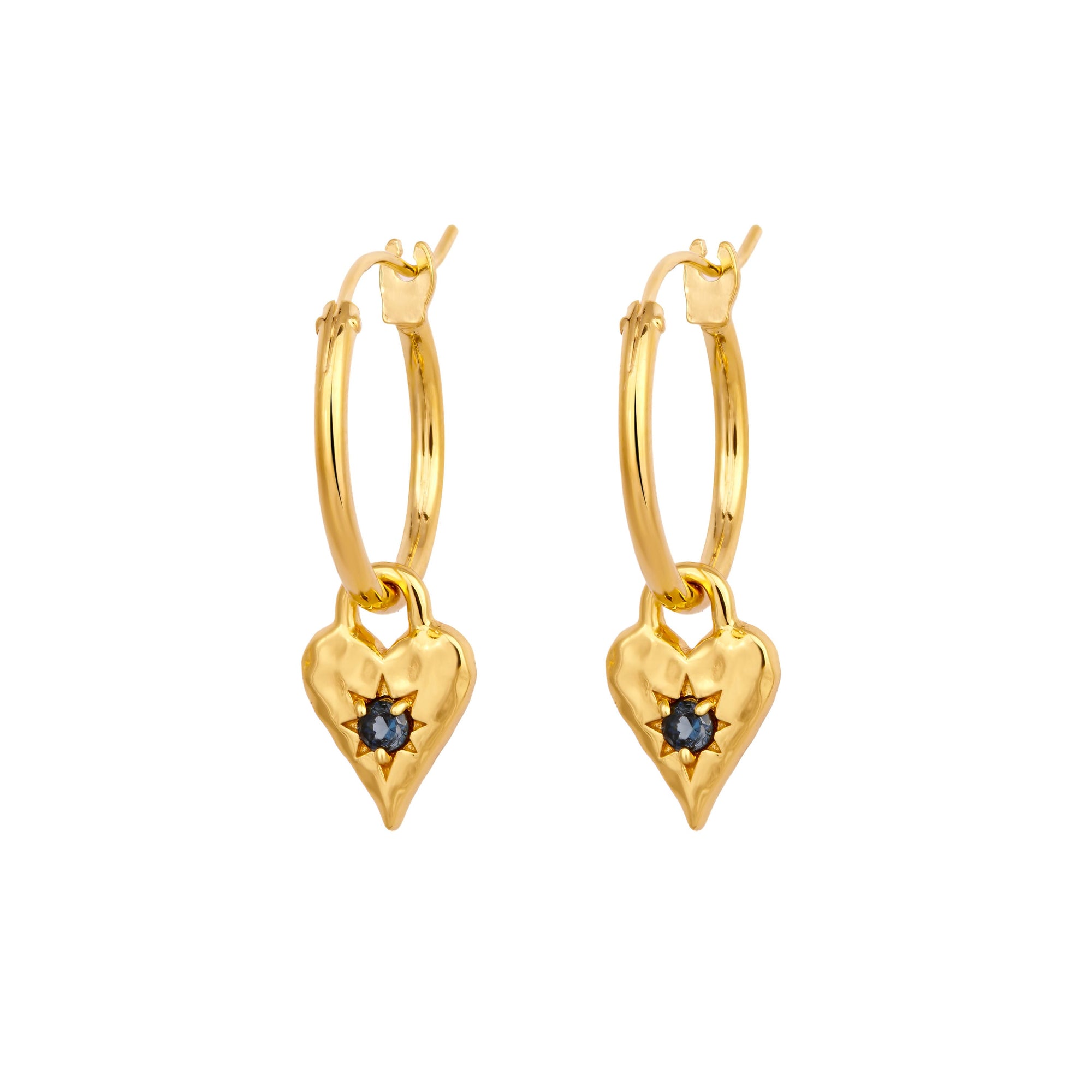 Love Heart London Blue Hoops Gold